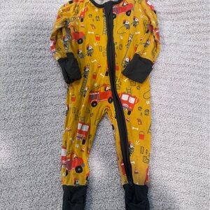 Little Sleepies Mustard Fire Truck Footie